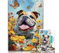 Sunflowers And Pugs Jigsaw Puzzles for Adults 1000,Challenging To Complete But Fun And Humorous Unique Home Decor And Gifts (38x26cm)