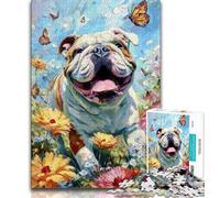 Sunflowers And Pugs Jigsaw Puzzles for Adults 1000 Piece,Staycation Kill Time with Fully Interlocking Randomly Shaped Pieces (50x75cm)