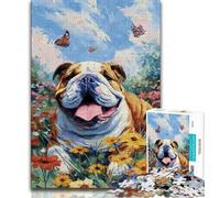 Sunflowers And Pugs Jigsaw Puzzles for Teenagers 1000,Toys Educational Games Stress Relieving Suitable for Desktop Decoration (50x75cm)