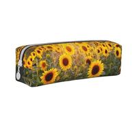Sunflowers and Sunshine Pencil Case Leather Simple Zipper Pencil Bag, Color 3, 21 x 5 x 5.5 cm