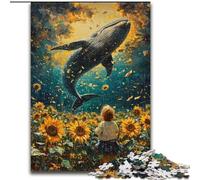 Sunflowers And Whales 1000 Piece Jigsaw Puzzles for Teenagers, Interesting Stress Reduction Parent-child Interaction (26x38cm)