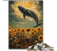 Sunflowers And Whales 1000 Piece Jigsaw Puzzles for Teenagers, Learning Educational Toys Family Games Suitable for Desktop Decoration (26x38cm)