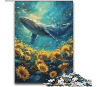 Sunflowers And Whales Jigsaw Puzzles 2000 Pieces for Adults Teens, Challenging Game And Family Play with Matching Poster And Trivia Sheet (70x100cm)