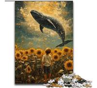 Sunflowers And Whales Jigsaw Puzzles for Teenagers, Toys Educational Games Stress Relieving Unique Birthday And Gifts (50x75cm)