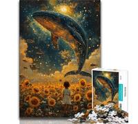 Sunflowers And Whales Puzzles for Teenagers 1000 Pieces,Help The Brain Exercise Addictive Toys to Cultivate Patience Great Gift (75x50cm)