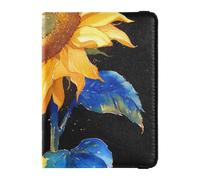 Sunflowers Art Painting Yellow Leather Passport Holders for travel Vaccine Case Protector Cover Travel Passport Wallet With Vaccination Card Slot for women Waterproof, sunflowers art painting yellow