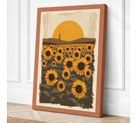 Sunflowers at Dusk Botanical Canvas Wall Art Print 24x16 Inch