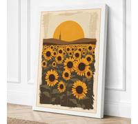 Sunflowers at Dusk Botanical Canvas Wall Art Print 30x20 Inch