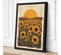 Sunflowers at Dusk Botanical Canvas Wall Art Print 36x24 Inch