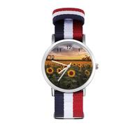 Sunflowers at Evening Sky Wrist Watches for Men Women Casual Braided Strap Easy Reader for Work Workout