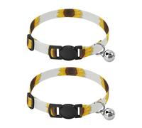 Sunflowers Brown Petals Light Cat Collars with Bell 2 Pack Cat Collar Adjustable Length 10.6" to 17.1"