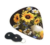 Sunflowers Chamomile Guitar Picks 6-Pack - Pick Set (0.46mm / 0.71mm / 0.96mm) Suitable For Guitar And Ukulele Playing
