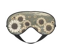 Sunflowers Chamomile Print Silk Sleep Mask with Adjustable Buckle Stylish Eye Mask for Women Travel Nap Shift Work Office
