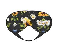 Sunflowers Chamomile Print Sleep Mask Silk Eye Cover Soft Satin Blindfold Elastic Strap Night Eyeshade Travel Nap for Women Men