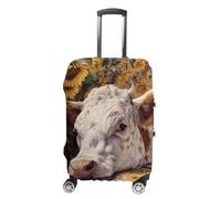 Sunflowers Cow Lies on Sofa Unisex Travel Luggage Cover Stretch Washable Suitcase Protector