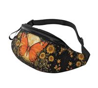 Sunflowers Crossbody Bag Butterfly Floral Hands-Free Bag Vintage Indie Boho Fanny Pack Skateboarders 14X35CM