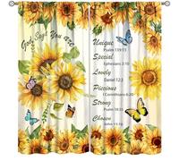 Sunflowers Curtains,Inspirational Quotes Yellow Flower Butterfly Home Decor Drapes for Bedroom Living Room Kitchen Window Treatment 2 Panels Set Total Size 52" W X 84" L Inch