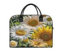 Sunflowers Daisy Rose Flowers Laptop Tote Bag Casual Travel Handbag Multi Pocket Shoulder Bags for Work Travel