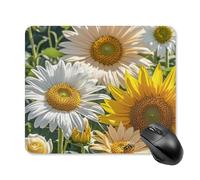 Sunflowers Daisy Rose Flowers Mouse Pad 25 * 30cm - Non-Slip Rubber Base Mouse Mat Portable Square Desk Mat for Office, Laptop, Travel, Wireless Mice Mats - Waterproof & Durable Design