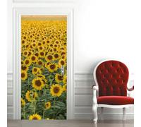 Sunflowers Door Stickers for Interior Doors Yellow Flowers 3D Door Sticker Murals Decals Wallpaper Self Adhesive Waterproof Poster for Bedroom Living Bathroom 80x200 cm B-4252