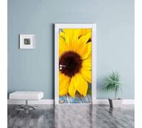 Sunflowers Door Stickers for Interior Doors Yellow Flowers 3D Door Sticker Murals Decals Wallpaper Self Adhesive Waterproof Poster for Bedroom Living Bathroom 100x200 cm d-2970