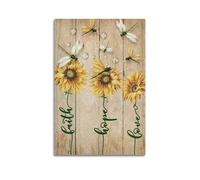 Sunflowers Dragonfly Faith Hope LoveCanvas Poster Wall Art Poster for Room Living Room Study Aesthetics And DecorationUnframe-style 20x30inch(50x75cm)