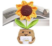 Sunflowers Emotional-Support Gift, Crochet Plants, Cheerful Doll, Cute Handmade Crochet Motivational Small Artificial Sunflower, Decorations Accessories for Teacher Friend Graduation Appreciation
