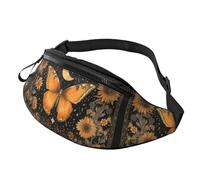 Sunflowers Fanny Pack Butterfly Floral Crossbody Bag Vintage Indie Boho Hands-Free Bag Concert attendees 14X35CM