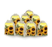 Sunflowers Floral 8-Pack Burlap Bags Drawstring Gift Bags Party Favors Bag Weddings Pouches for Holidays & Events