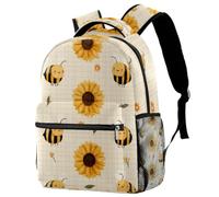 Sunflowers Floral Bee Backpacks for Boys Girls Lightweight School Bag