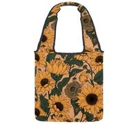 Sunflowers Floral Canvas Tote Bag for Women, Reusable Grocery Shopping Cloth Bag with Wide Handle