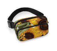 Sunflowers Floral Fanny Pack for Women Men Waist Bag Belt Bag Adjustable Casual Bag for Travel Sports Hiking, white, 7.9x5.1inches