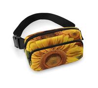 Sunflowers Flowers Fanny Pack for Women Men Waist Bag Belt Bag Adjustable Casual Bag for Travel Sports Hiking, white, 7.9x5.1inches