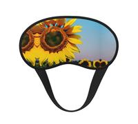 Sunflowers Flowers Print Blackout Sleep Mask, with Adjustable Strap for Travel, Night Work, Nap, Office