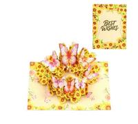 Sunflowers Flying & Butterflies Dancing Best Wishes 3D Pop Up Greeting Card