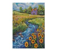 Sunflowers Garden 300 Piece Complete Jigsaw Puzzle Set Teens Beginners Mind Relaxation Puzzle Fans Group Play Anniversary Fathers Gift Thick Cardboard 300 PCS