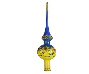 Sunflowers Hand Painted Hand Blown Glass Christmas Tree Topper. Made in Ukraine.