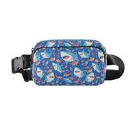 Sunflowers Honey Bees Gnomes Women Men Teenagers Fashionable Crossbody Bag Waist Packs for Travel Gym Work, Ocean Shark Masco, One Size