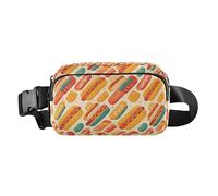 Sunflowers Honey Bees Gnomes Women Men Teenagers Fashionable Crossbody Bag Waist Packs for Travel Gym Work, Hot Dog Seamless, One Size