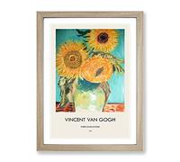 Sunflowers In A Vase By Vincent Van Gogh Exhibition Museum Painting Framed Print | A3 Oak Framed Wall Art | Ready to Hang | Modern Historical Picture | Living Room Bedroom Lounge Office