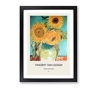 Sunflowers In A Vase By Vincent Van Gogh Exhibition Museum Painting Framed Wall Art Print, Ready to Hang Picture for Living Room Bedroom Home Office Décor, Black A3 (34 x 46 cm)