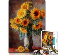 Sunflowers in A Vase Jigsaw Puzzles for Adults 1000 Jigsaws,Family Game Stress Reliever Difficult Challenge Secret Santa Gifts 38x26cm