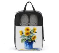 Sunflowers in an Iron Bucket Shoe Bag for Travel Daily Use Anti-dust Storage Carrier Golf Shoe Pouch