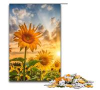 Sunflowers in Sunset JigsawPuzzle Pieces for Adults Jigsaw Puzzles Birthday Gift Idea Challenging Brain Teaser Game 1000 PCS(75x50cm)
