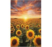 Sunflowers in The Fields at Sunset Theme Wooden Puzzles for Adults Jigsaw Puzzle，Decompression Toys Full of Challenge and Excitement The Wooden Puzzle Unique Home Decor._1000pcs