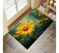 Sunflowers In The Rain Doormat - Inside And Outside Welcome Mat, Forest Green Indoor Front Doormat With Non-Slip Backing, Heavy Duty Entrance Mat, 50 X 80 Cm Jungle Plants