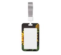 Sunflowers in The Weeds Print Badge Holder with Breakaway Lanyard,Work Name Tag Breakaway Lanyard Id Card Protector Case