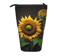 Sunflowers in The Weeds Print Telescopic Standing Pencil Bag/Stand Up Stationery Bag/Makeup Bag/Storage Case