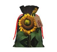 Sunflowers In The Weeds Printing Christmas Bag With Drawstring Closure, 4.7x6.9 In For Christmas Party Birthday Gift Wrapping