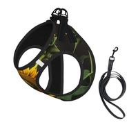 Sunflowers In The Weeds Printing Dog Summer Harness With Leash Set,Adjustable And Reflective Step-In Puppy Pet Vest Harnesses